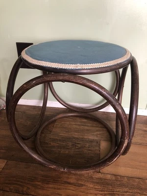 "Taburete de pie de caña de madera curvada estilo tonet MCM de colección soporte para plantas 16x14x14""" Foto 1 de 4