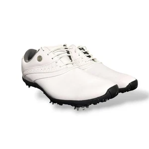 FootJoy Men’s Golf Shoes 93925 White Leather Spiked Cleats Size 8.5M - Picture 1 of 7