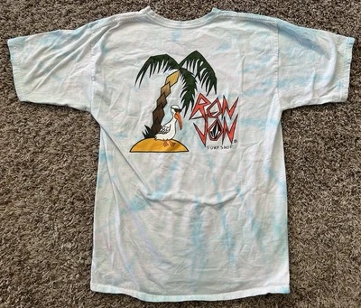 Volcom Ron Jon Shirt Men’s Large Tie Dye Blue White Palm Tree Graphic Print - Image 1 of 4