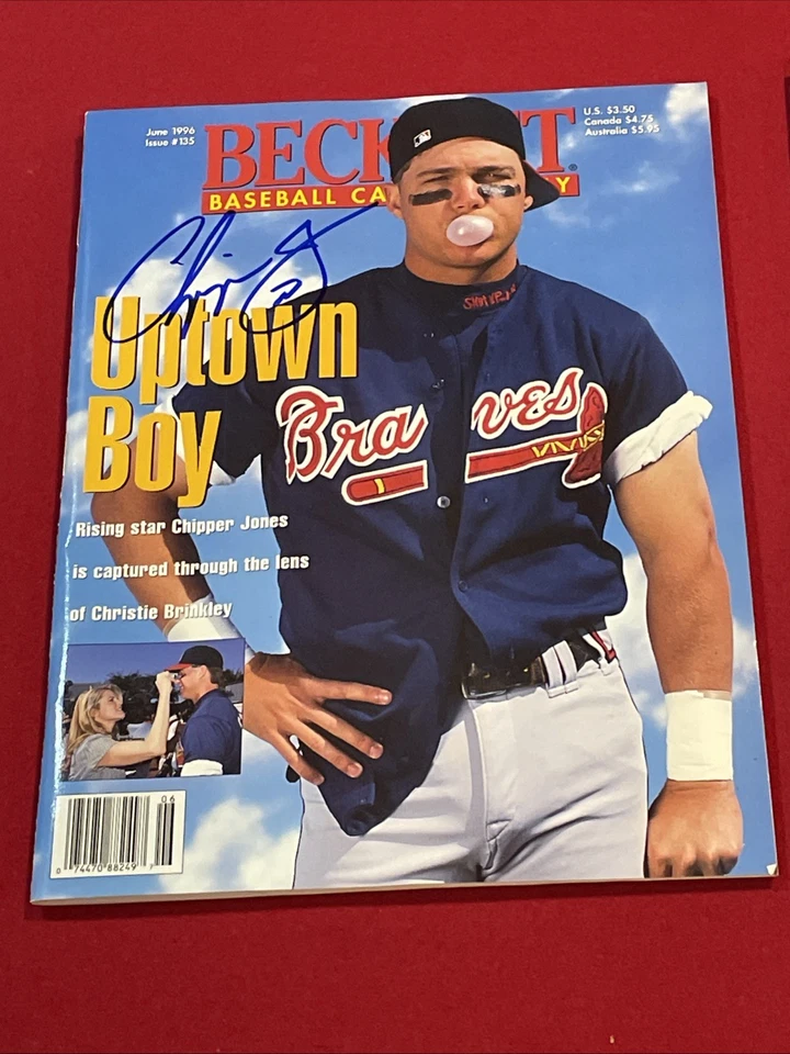 Autographed Beckett Baseball Magazine Signed Hall of Famer Chipper Jones June 96 - Image 1 of 1