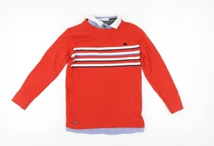 Jasper Conran Boys Red Striped Casual Long Sleeve Shirt 9-10 Y - Picture 1 of 12