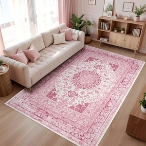 5x7 Washable Rugs for Living Room, Faux Wool Vintage Rug for Bedroom Dining R... - Picture 1 of 8