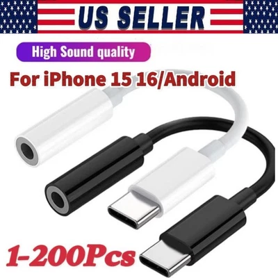 USB-C Type C to 3.5mm AUX Headphone Jack Adapter Lot For iPhone17 16 15/Android  - Image 1 of 4