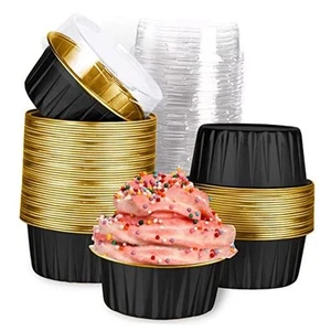 Mini Aluminum Foil Cupcake Baking Cups with Lids (40pcs, 5oz) Round Cupcake - Picture 1 of 8
