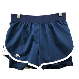 Adidas 2 in 1 Running Shorts Womens L Blue White Climalite Active Track - Picture 1 of 9