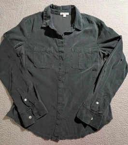 James Perse Women`s Green Light Corduroy Button Up Long Sleeve Shirt / Size 4 - Picture 1 of 12