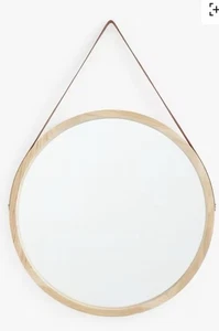 Round Wooden Bamboo Hanging Wall Mirror 46cm Diameter - Picture 1 of 2