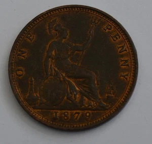 Moneda de un centavo Reina Victoria 1879 bonito detalle brillo - Imagen 1 de 3