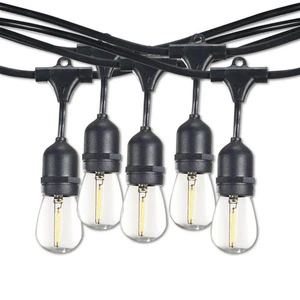 Bulbrite 30 ft. Black S14 LED String Light Indoor/Outdoor w/12 Bulbs - Picture 1 of 10