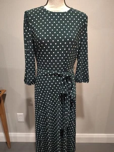 LAUREN Ralph Lauren bedrucktes mattes Jersey Felia mit 3/4-Ärmeln Tag dunkler Farn Größe 8 - Bild 1 von 11