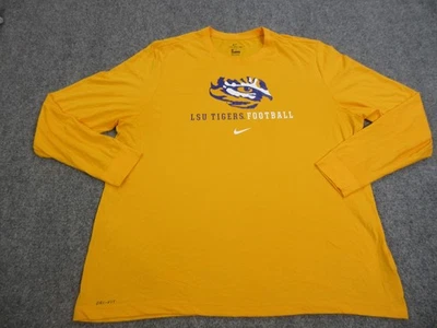 LSU Tigers Shirt Mens 3XL Yellow NCAA Football Nike Dri-FIT Long Sleeve Tee - Image 1 of 4