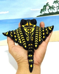 Articulated Manta Ray 3D Printed Poseable Sea Animal Black Tatooed Manta Ray - Picture 1 of 8