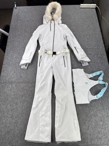 Sweaty Betty Skianzug Damen klein weiß Gürtel Kunstfell Kapuze RECCO Einteiler - Bild 1 von 22