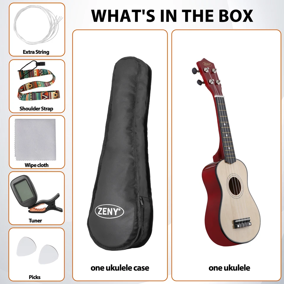 Soprano Ukulele for Beginners Guitar 21'' Ukulele Music Instrument for Adults  - Image 1 of 4