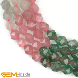 Pink Cherry Quartz Natural Gemstone Faceted Loose Beads For Jewelry Making 15" - Foto 1 di 25
