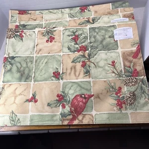 Set Of 4 Christmas Placemats - 100% Polyester - Double Sided - 14x19” -Cardinals - Picture 1 of 7