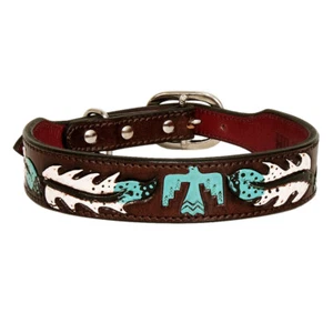 Collar de perro DC HILASON Western de cuero genuino de alta resistencia pintado a mano - Imagen 1 de 4