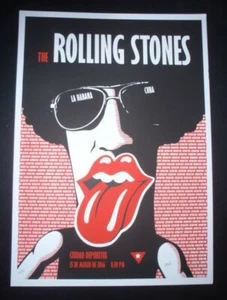 ROLLING STONES / Rare Authentic CUBAN Screen-print Poster for 2016 CUBA CONCERT - Picture 1 of 5