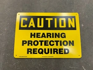 Caution Hearing Protection Required Sign! 10" x 14", Yellow Warning Construction - Picture 1 of 2