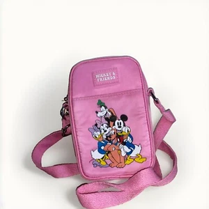 DISNEY 100 MICKEY & FRIENDS PINK PHONE HOLDER HANDBAG CROSSBODY PURSE Worn Once - Picture 1 of 2