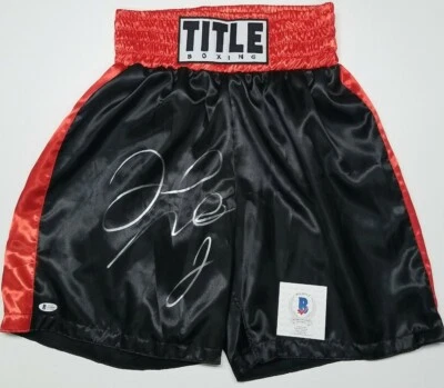 FLOYD MAYWEATHER JR. Signed Autographed TITTLE BOXING Trunks. BECKETT WITNESSED  - Image 1 of 4