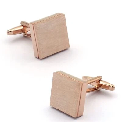 Gemelos cuadrados cepillados de oro rosa Foto 1 de 4