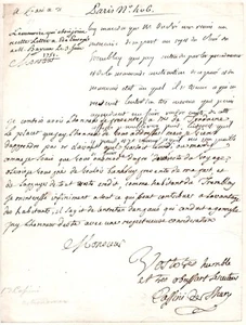 Carta autógrafa firmada por César-François Cassini de Thury, astrónomo francés - Imagen 1 de 1