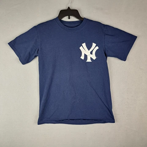 New York Yankees Shirt Mens Small Blue Jeter MLB Sports Baseball Majestic Cover