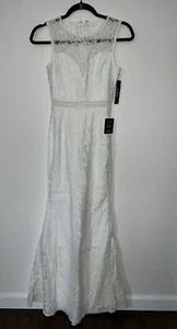 Lulus Kleid weiß Spitze Ausschnitt Hochzeitskleid formell Meerjungfrau Fackel Größe XS - Bild 1 von 7