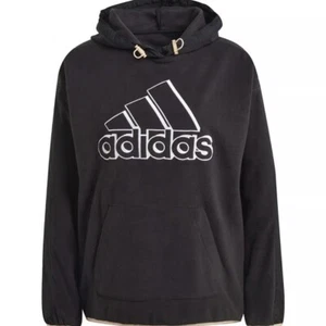 Adidas Women’s Love Giant Logo Polar Fleece Hoodie Black/White UK M - BNWT - Picture 1 of 3