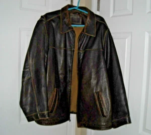 Vintage 80er Herren XXL Sonoma Echtleder, schwere Jacke, dunkelbraun, gebraucht - Bild 1 von 24