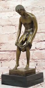 100% Solid Bronze Gay Mann Stecker Messingskulptur Lost Wachs Methode Akt Grafik - Bild 1 von 10