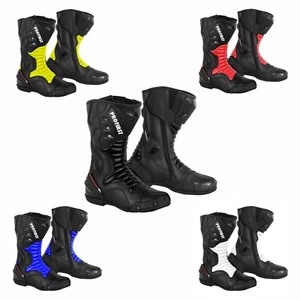 Men Motorcycle Boots Waterproof Leather Motorbike Boot UK Size CE Armoured Shoes - Picture 1 of 34