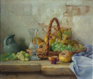 Robert Chailloux (1913-2006) Natura morta con uva e mele. - Foto 1 di 14