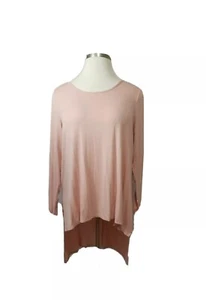 Top tunica Lane Bryant donna rosa hi collo basso scoop maniche lunghe asimmetrico - Foto 1 di 6