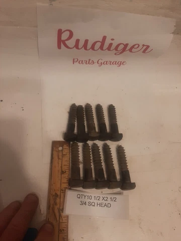 (QTY10) nos vintage 1/2 x 2 1/2 inch 3/4 sqaure head lag bolts Cover