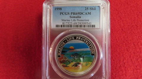 1998 Africa Somalia Marine Life Protection 25 Shillings Silver PCGS PR69 PF69 Cover