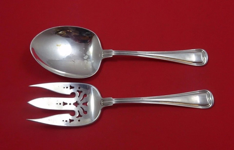 Antiguo juego de servir ensaladas de plata esterlina francés de Gorham con tenedor perforado 7 1/2" Foto 1 de 1