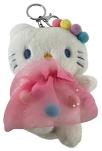 Llavero de felpa Hello Kitty con vestido de tul rosa pompón 5 pulgadas idea de regalo para niñas - Imagen 1 de 8