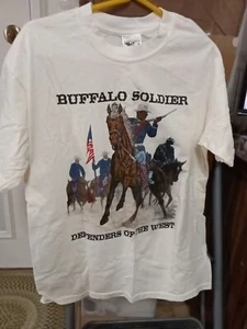 Vintage Tee Shirt/ Buffalo Soldier ( Defenders Of The West) Large/ White ( Used) - Picture 1 of 4