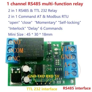 mini DC 12V RS485 Delay Relay Module Modbus-Rtu Uart Switch Board for CCTV Cam - Picture 1 of 11
