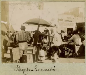 Le Marché à Bizerte. Tunisie Tunisia. Tirage citrate circa 1900. - Imagen 1 de 1