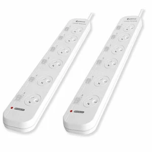 2PK Sansai 6 Way Individually Switched Outlets Powerboard 3 extra spaced sockets - Picture 1 of 1