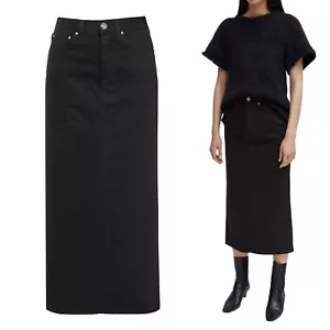 Falda de mezclilla TOTEME Bitti Midi en enjuague negro talla XS - Imagen 1 de 7