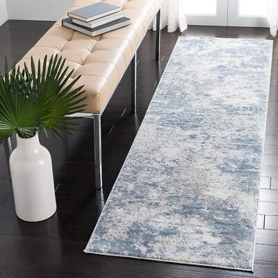 Amelia Collection Runner Rug - 2'2" x 6', Grey & Blue, Modern Abstract Design... - Image 1 of 3