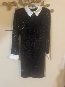 KARL LAGERFELD PARIS Women's Collared Sequin French Cuff Dress Size10 - Picture 1 of 4