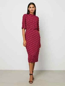 BCBGMaxAzria Dotted Applique Midi Dress Cranberry XS NWT - Picture 1 of 5