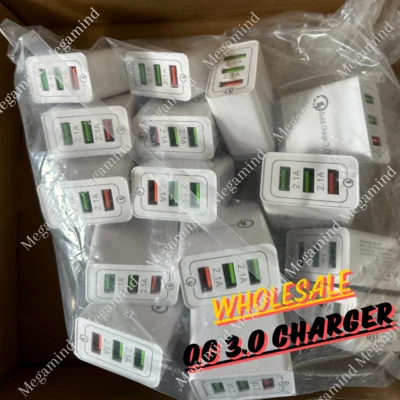 LOTE de Adaptador Cargador de Pared USB Multi-Puerto Carga Rápida QC 3.0 Enchufe Bloque de EE. UU. Foto 1 de 4