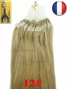 50-200 EXTENSIONS CHEVEUX POSE A FROID EASY LOOP NATUREL 53CM CHATAIN CARAMEL12# - Picture 1 of 7