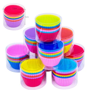 VDL SILICONE CUPCAKE CASES SET OF 12 CUPCAKE CASES REUSABLE ASSORTED COLOURS - Picture 1 of 10